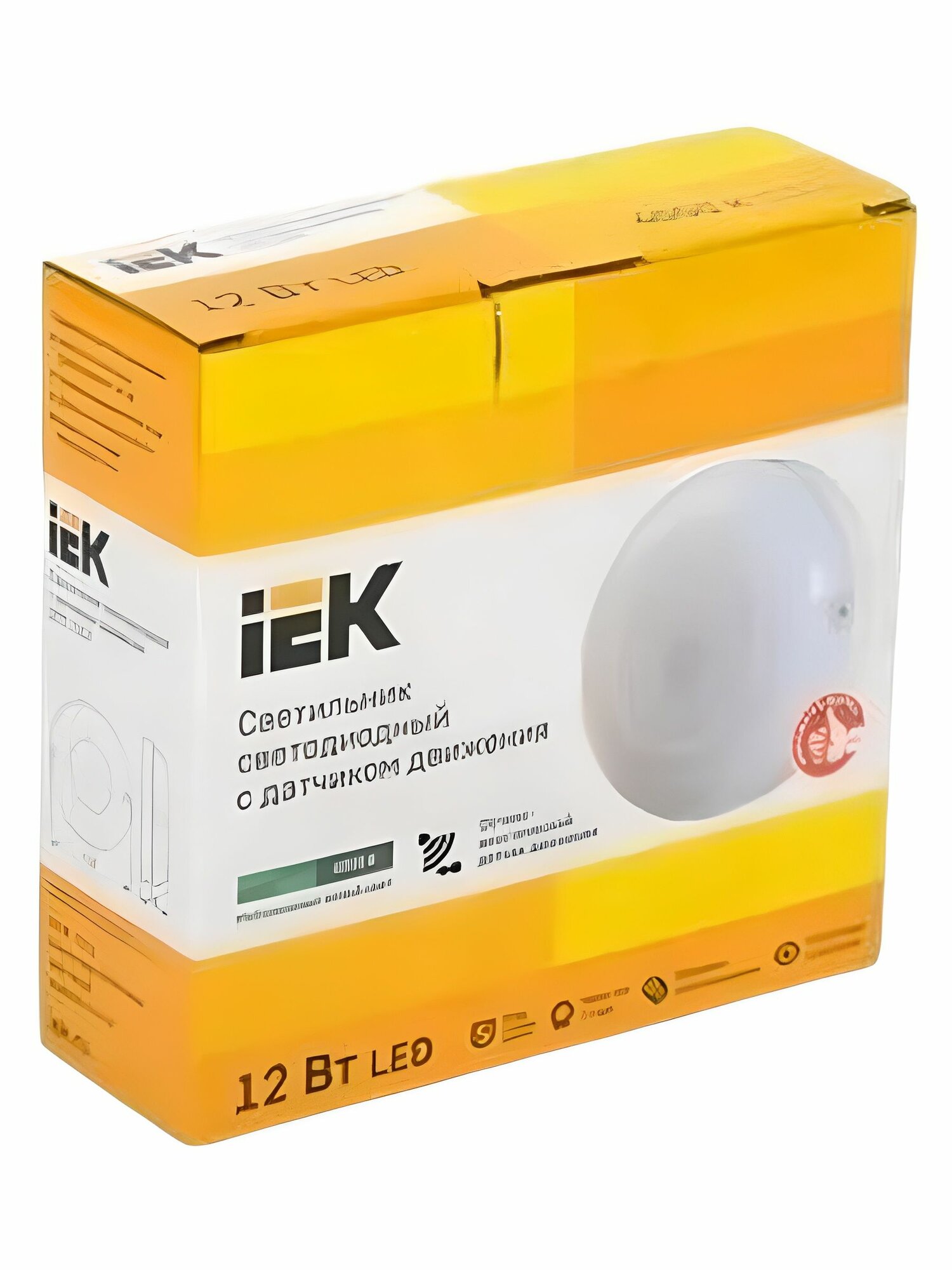Светильник светодиодный ДПО 1002 IEK, 12Вт, 4000К, IP54, с акуст. датчиком, Арт: LDPO3-1002-012-4000-K01.