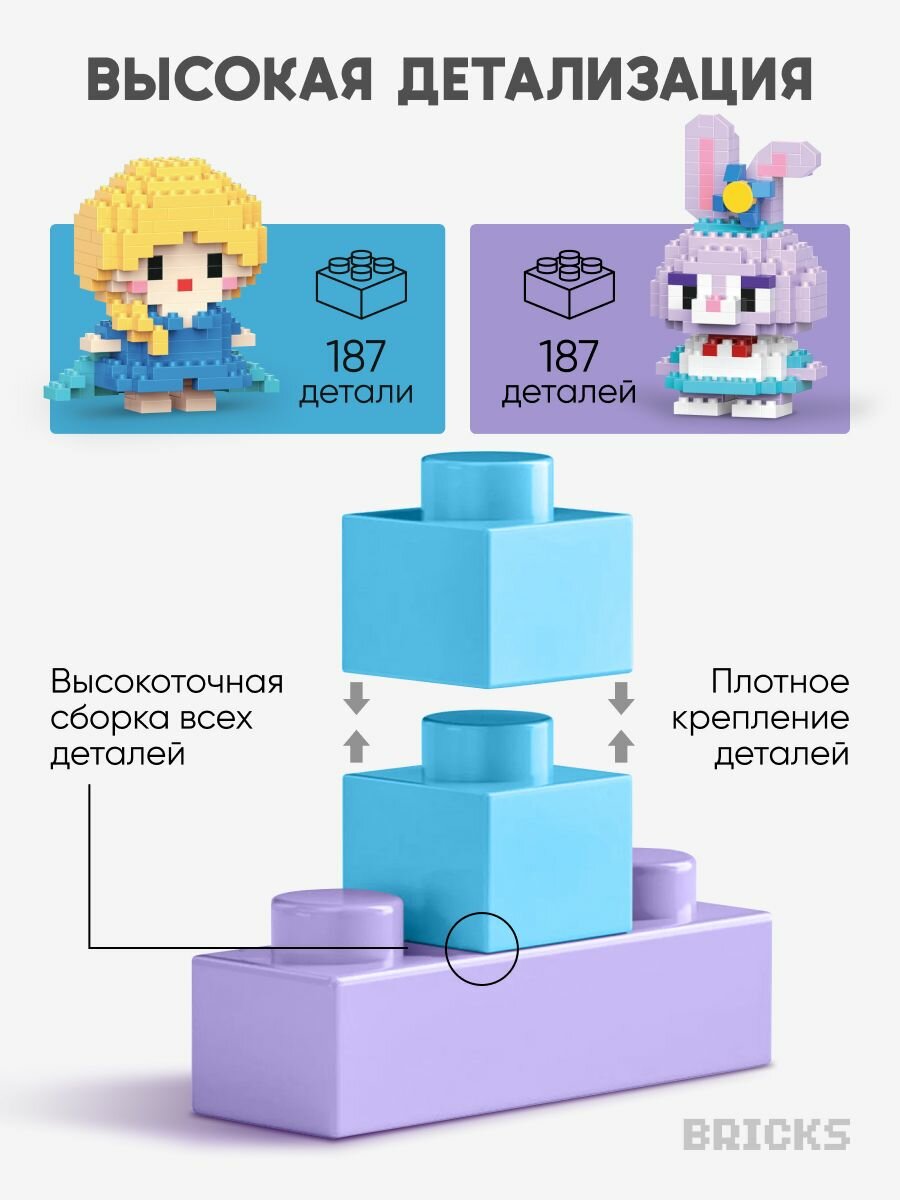 Конструктор 3д из миниблоков Холодное сердце и Стелла лу, набор в подарок, для детей и подростков, на день рождения — фото 1