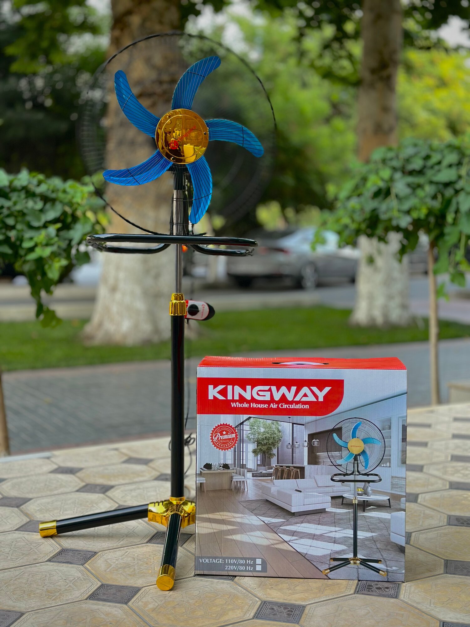 Вентилятор напольный KINGWAY , мощность 80Вт, площадь помещения 12м², 3 скорости, высота 130см