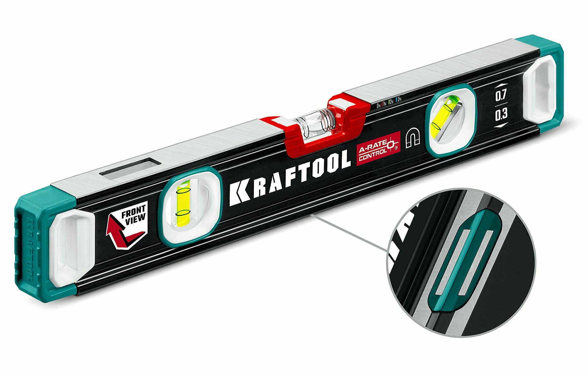 KRAFTOOL A-RATE CONTROL 400 мм точность 0.3 мм/м с зеркальным глазком сверхпрочный магнитный уровень (34988-40)