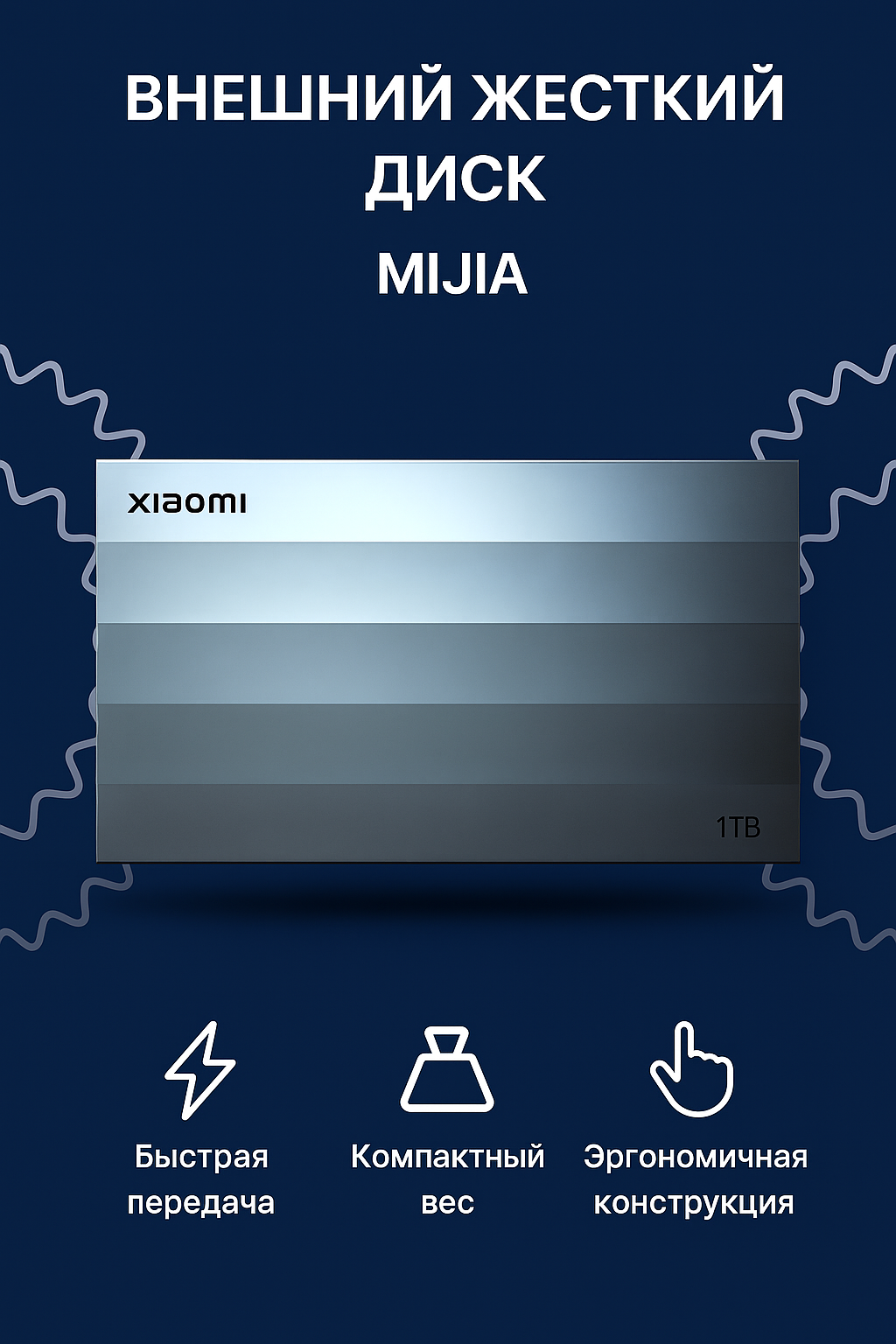 Внешний жесткий диск Xiaomi Mijia Portable Solid State Drive SSD 1TB XMYDGT01MA/XMYDGT01QM