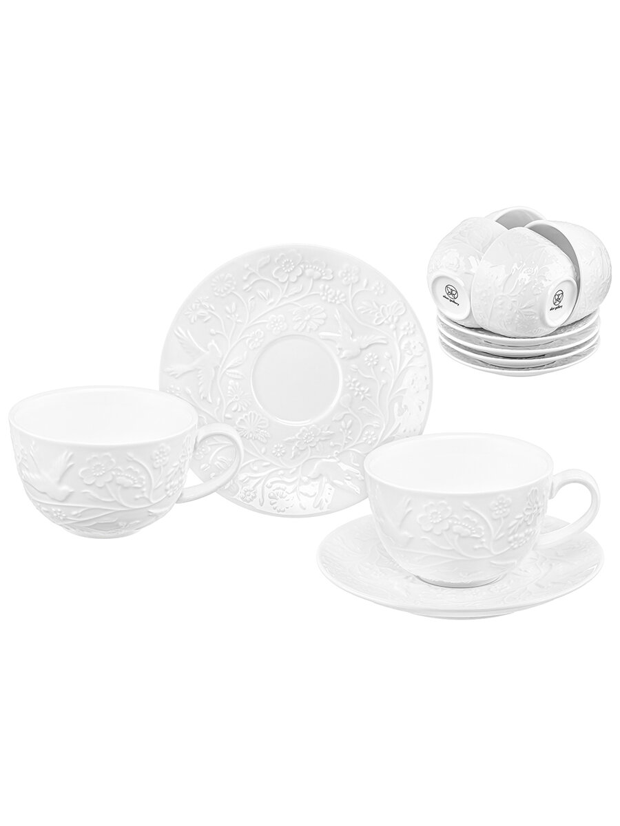 Чайная пара, чашка с блюдцем 12 пр. 300 мл Elan Gallery Райский сад, набор, Масленица — фото 1