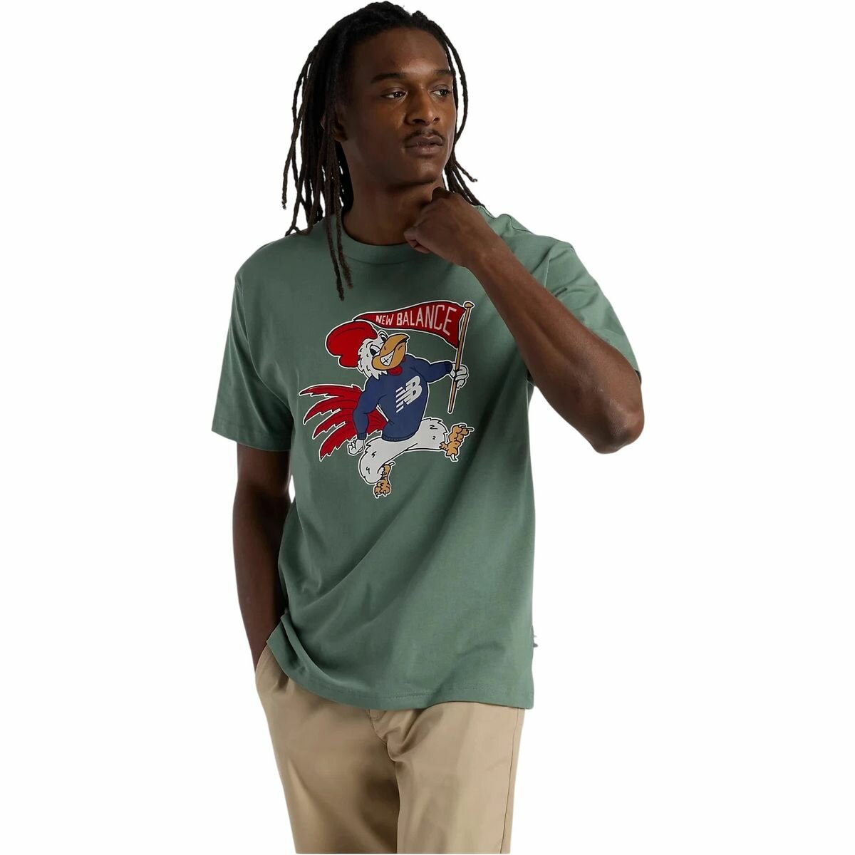 Футболка New Balance Athletics Relaxed Mascot T-Shirt, размер S, зелёный