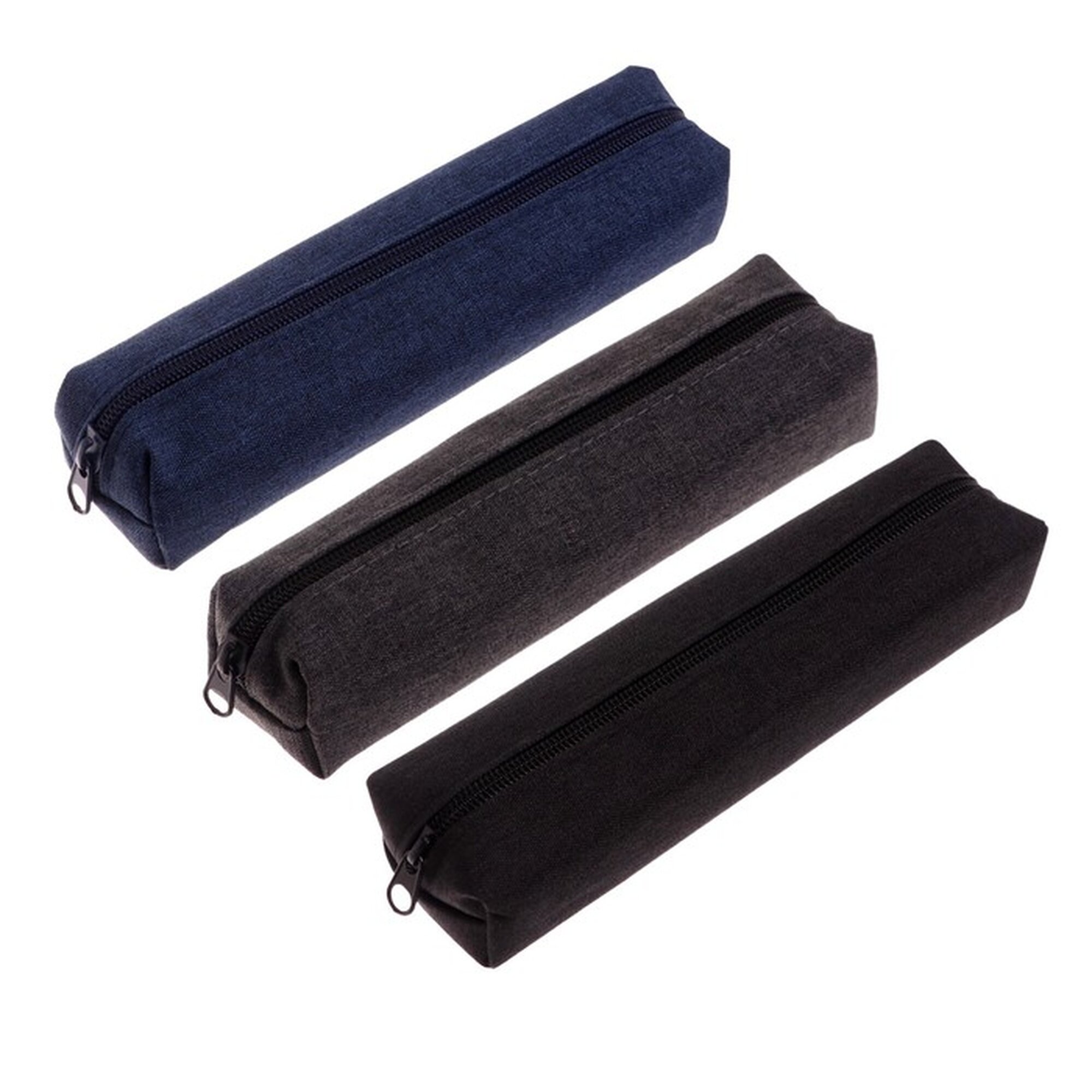 Пенал Calligrata "Джинс" на молнии текстиль черный для средней и старшей школы