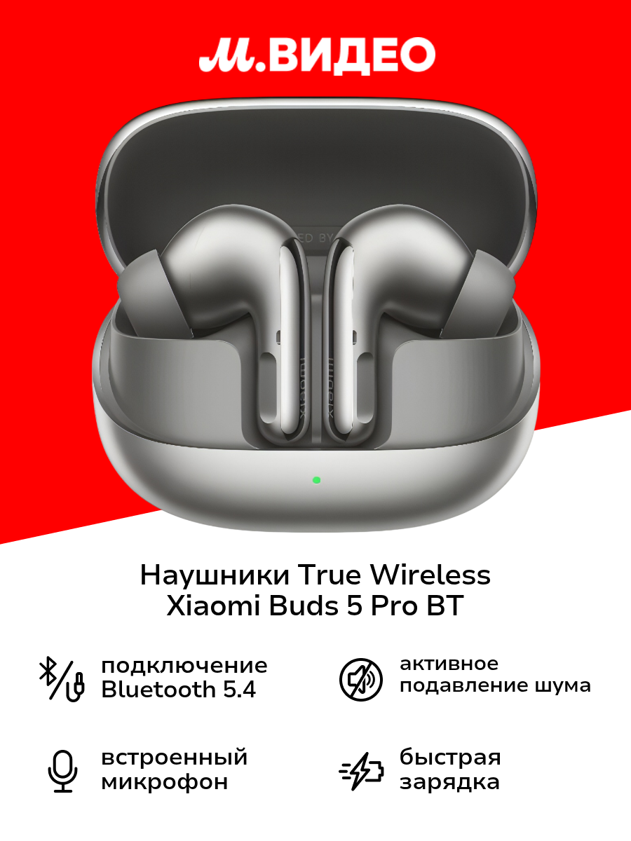 Наушники True Wireless Xiaomi Buds 5 Pro BT титановые