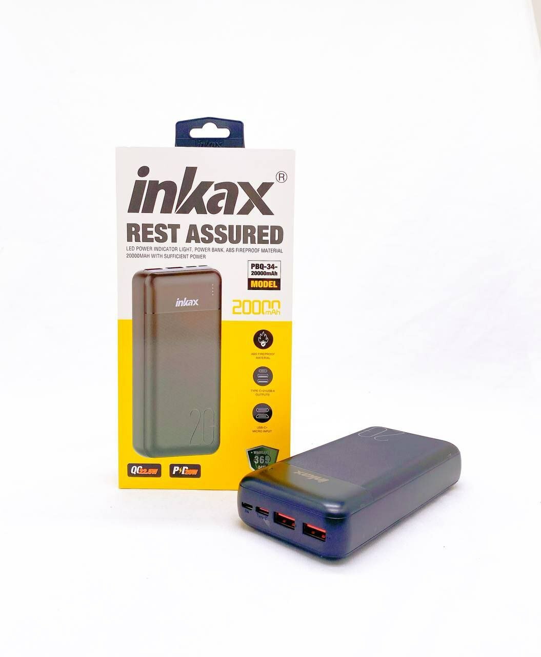 Внешний аккумулятор INKAX PBQ34, 20000мАч, литий-полимер, 2 USB-порта