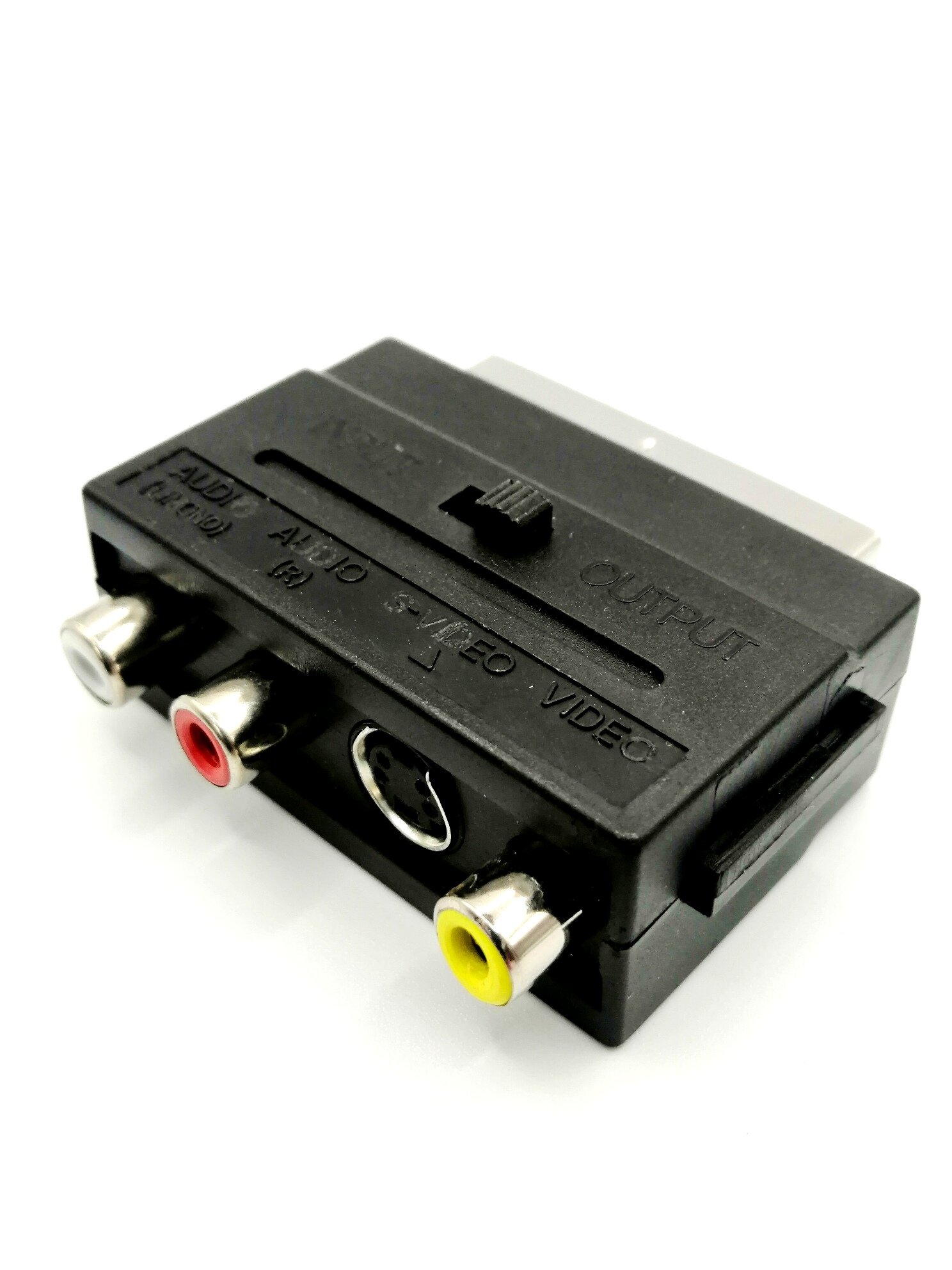 Переходник SCART-3RCA+SVHS гнездо с переключателем для подключения спутникового ресивера к телевизору, AV ресиверу.