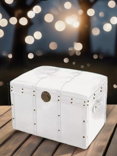 Изображение товара Сундук банкетка пуф из эко-кожи, белая, для хранения, для спальни