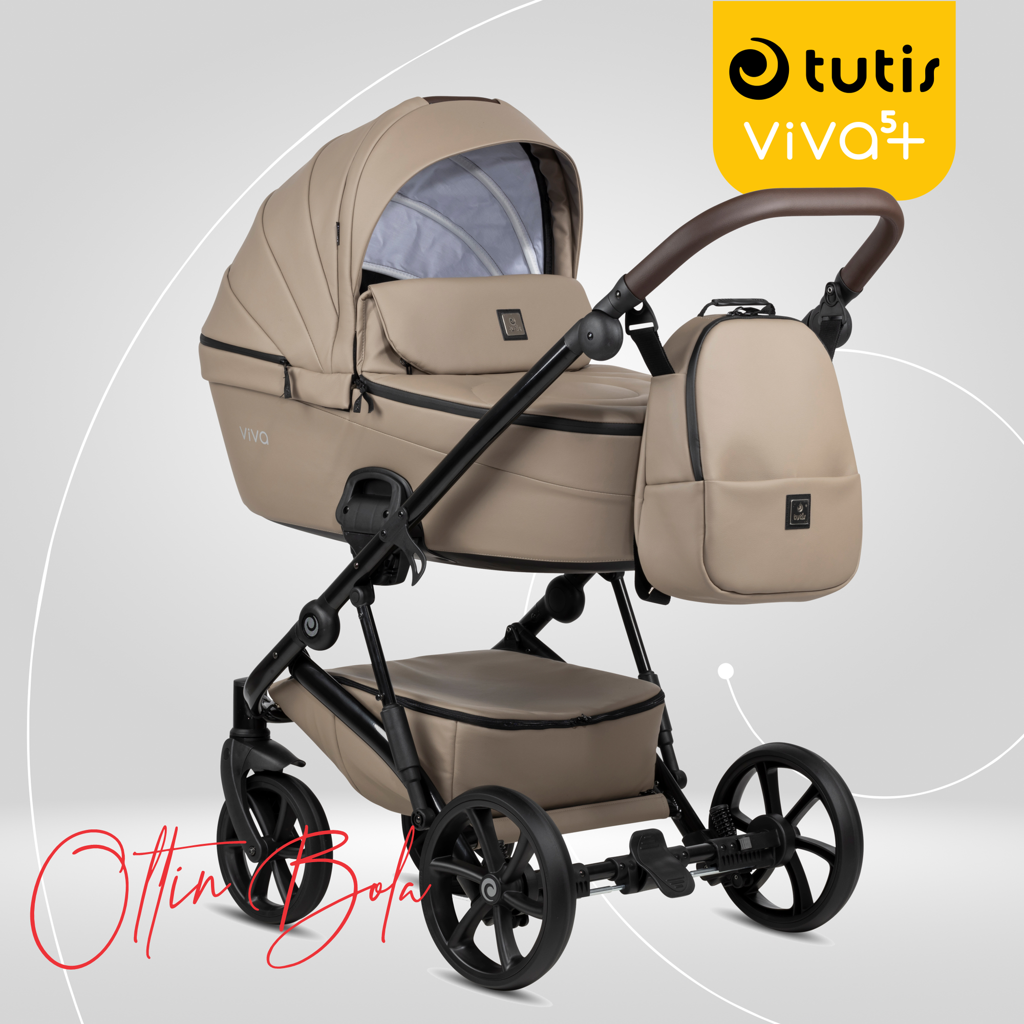 Коляска детская Tutis "Viva 5 Plus Leather", универсальная, 2 в 1, 1452149 CAPPUCCINO
