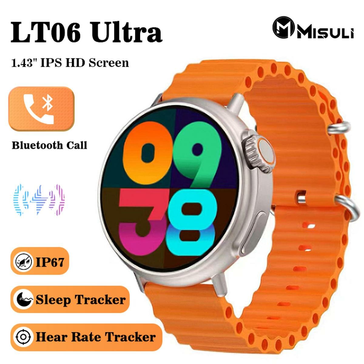 Смарт-часы Smart Watch LT06 Ultra, Bluetooth-звонки, беспроводная зарядка, IPS 1.43"