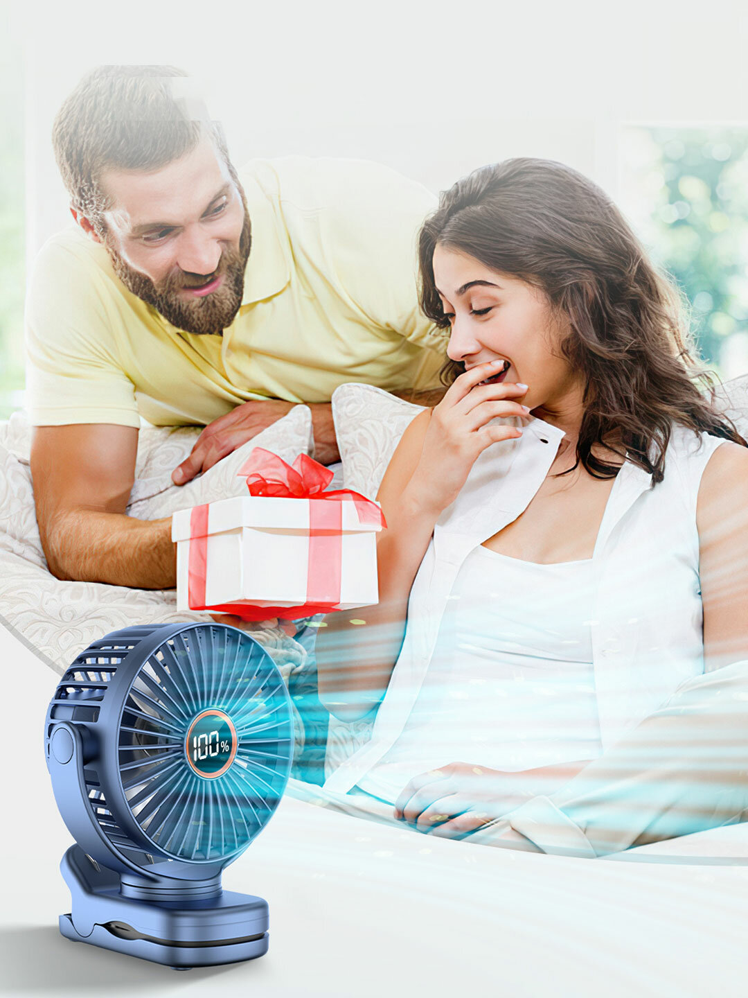 Клиповый вентилятор Coolpaq M24, цифровой дисплей, 3 скорости, портативный, 4,5 Вт — фото 1