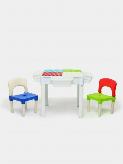 Детский набор 2 в 1: стол, стул и конструктор Lego для игр и творчества