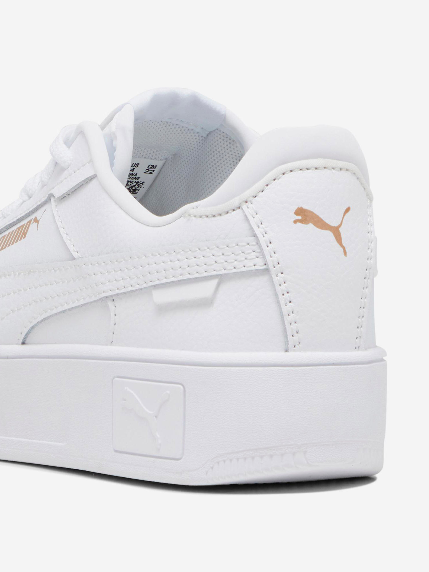 Кеды PUMA, размер 5.5, белый/золотой — фото 1