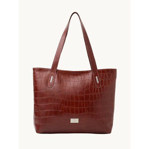 Сумка тоут Franchesco Mariscotti фактура зернистая под рептилию матовая рельефная коричневый 14935₽