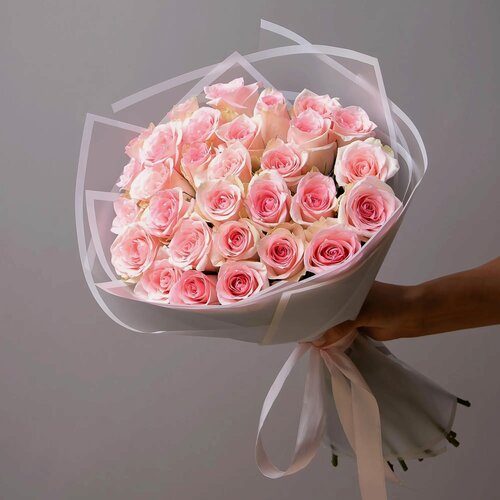 Изображение товара Букет Роза "Фламинго" 17 шт Высота 50 см в коробке и аквабоксе от "Простоцветы"