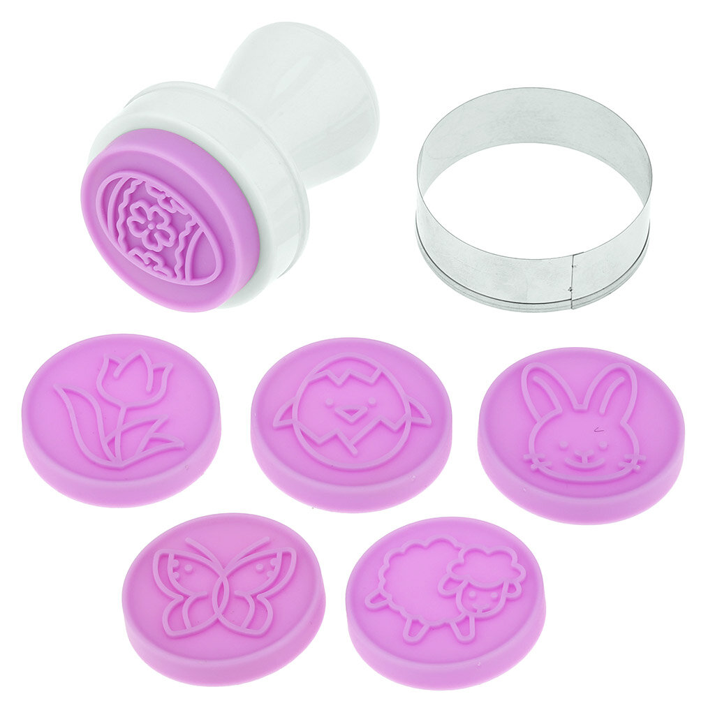 Кондитерский набор КНР 8 предметов штамп, диаметр 5,5 см, высота 7 см, пластик, форма нержавеющая для печенья, диаметр 5,7 см, высота 2 см, трафарет, диаметр 4,7 см, высота 0,8 см, пластик 6 шт (AFY1848-13AX)