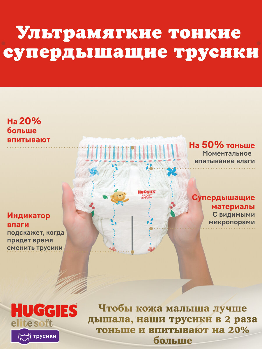 Подгузники трусики Huggies Elite Soft 6-11кг, 3 размер, 72шт — фото 1