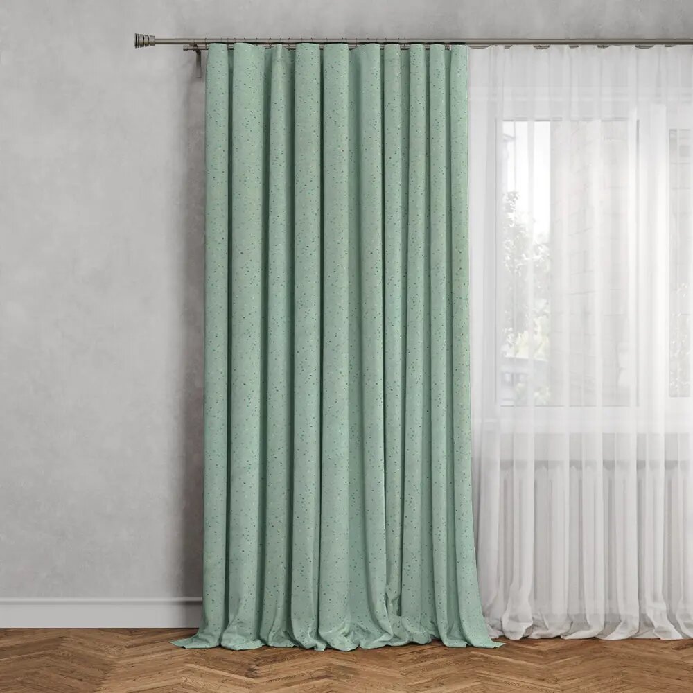 Штора на ленте Камни 160x260 см цвет голубой