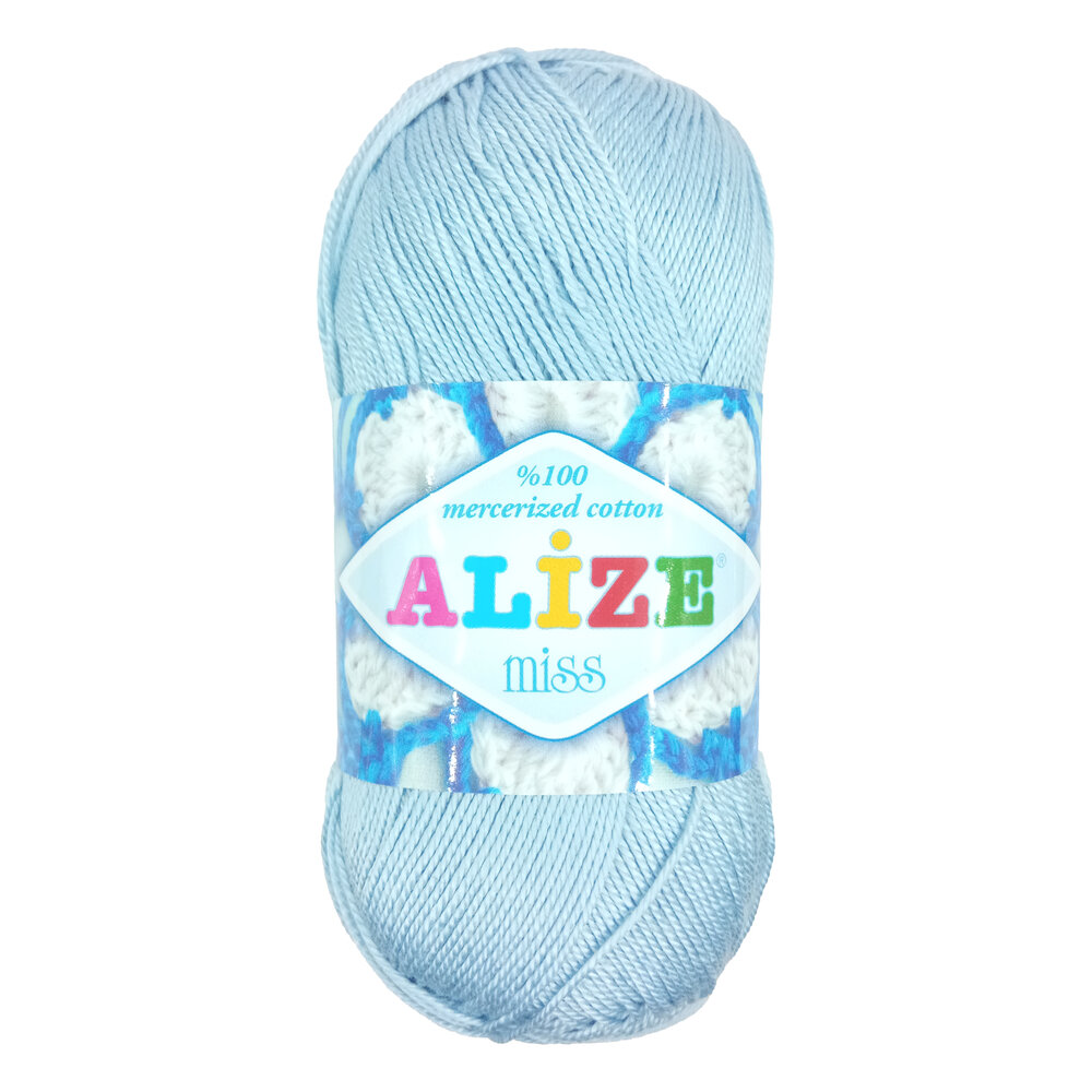 Пряжа для вязания Alize Miss 480 светло-голубой 1 моток 50 гр/280 м 100% мерсеризованный хлопок