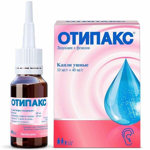 Отипакс капли ушные 10мг/г+40мг/г 16г