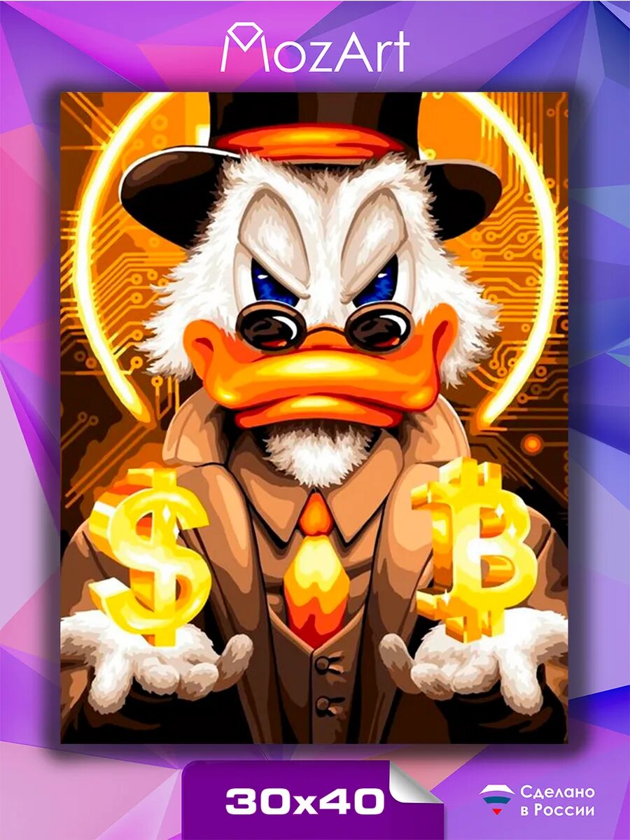 Алмазная мозаика  Скрудж Макдак  30х40  холст  стразы  круглая форма  полная выкладка