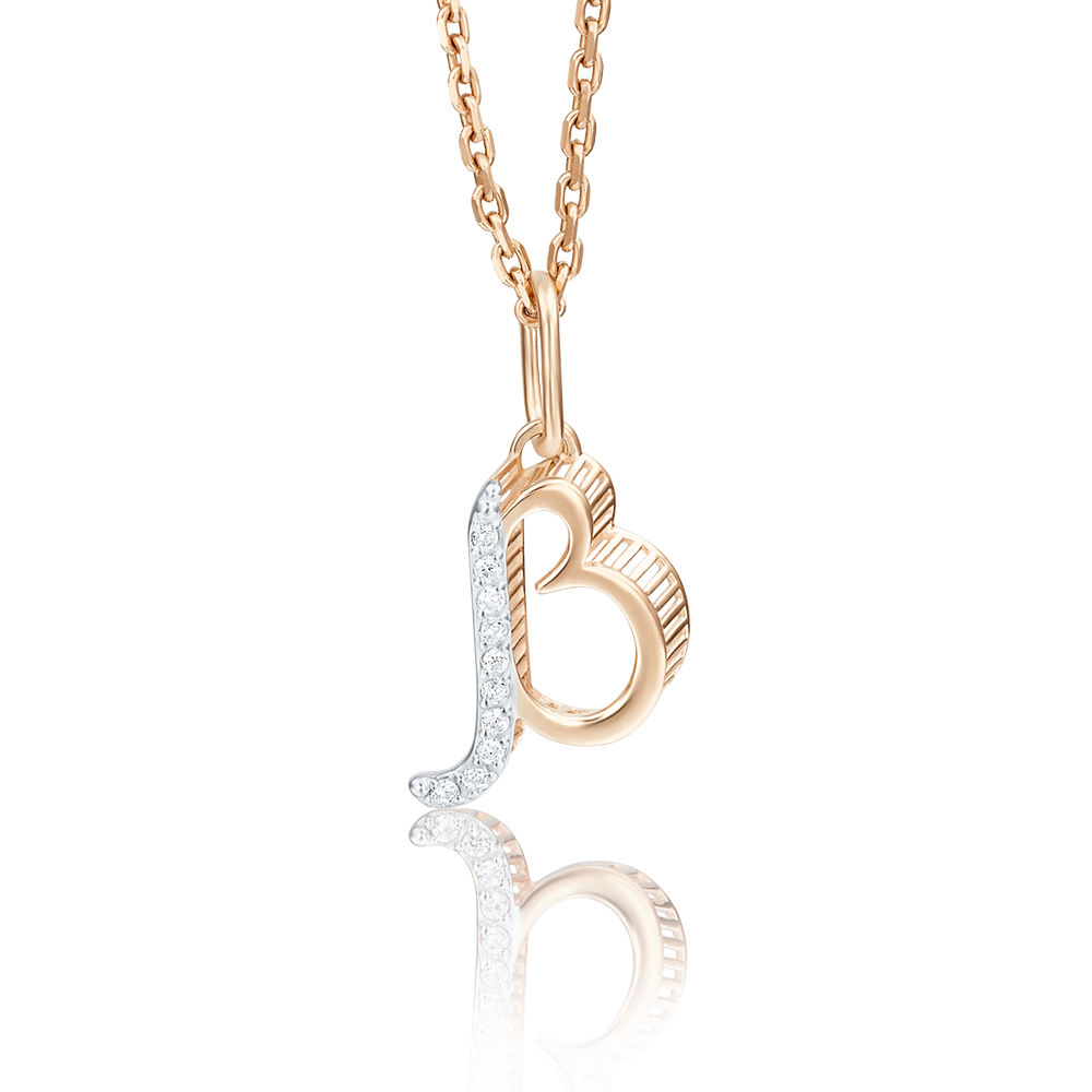 Подвеска PLATINA, красное золото, 585 проба, фианит