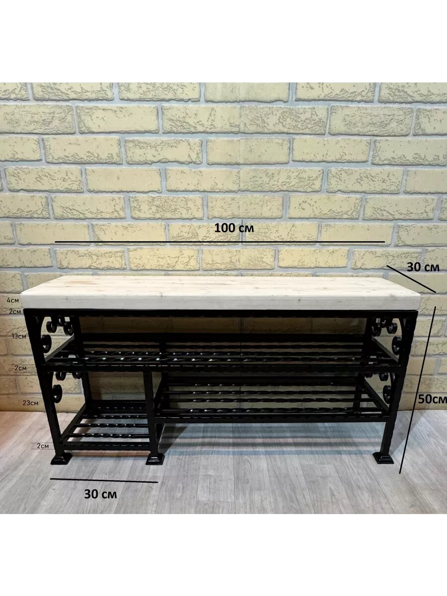 Кованая банкетка №44, Студия кованой мебели Нива, дерево, цвет белый