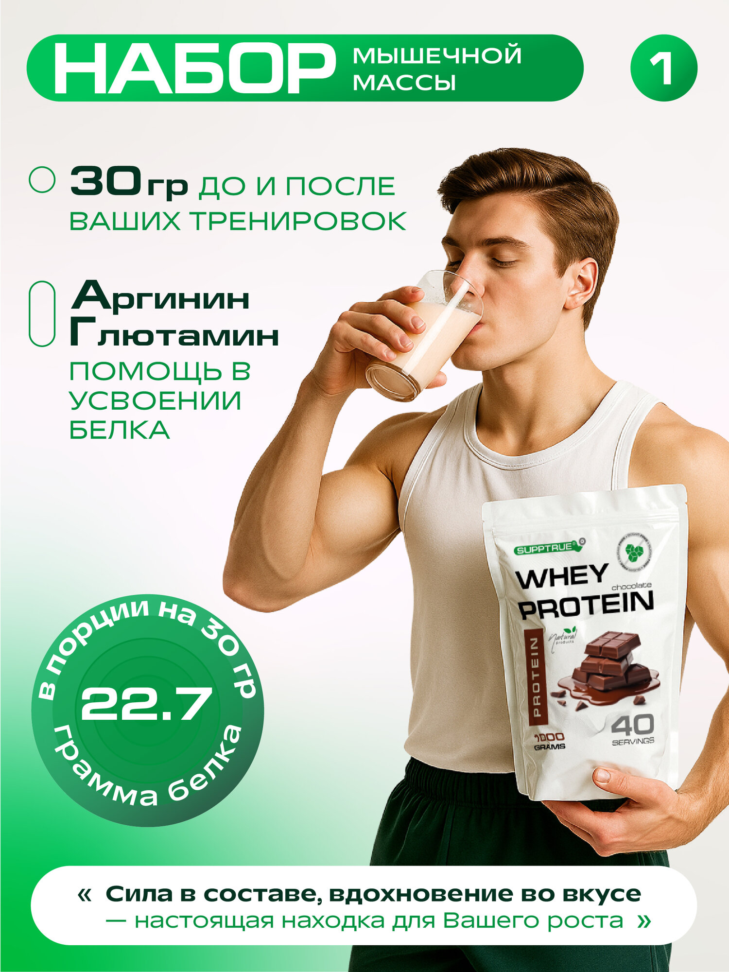 Протеин сывороточный 3кг Supptrue / whey protein/ набор протеинов Шоколад 120 порций — фото 1