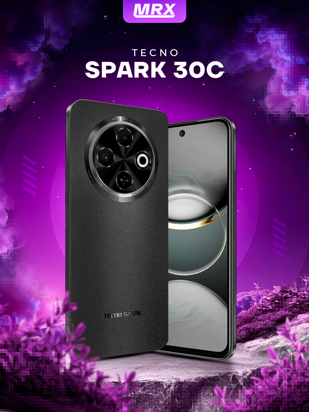Смартфон Tecno Spark 30C, 8/256ГБ, NFC, 2 NanoSIM, батарея 5000 мАч, черный