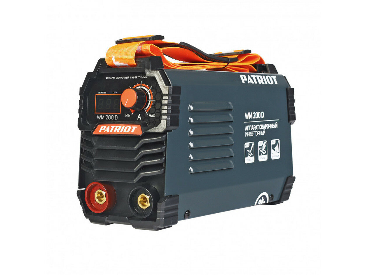 Аппарат сварочный инверторный PATRIOT WM200D MMA входное напряжение: 1ф140-240В; сварочный ток мак