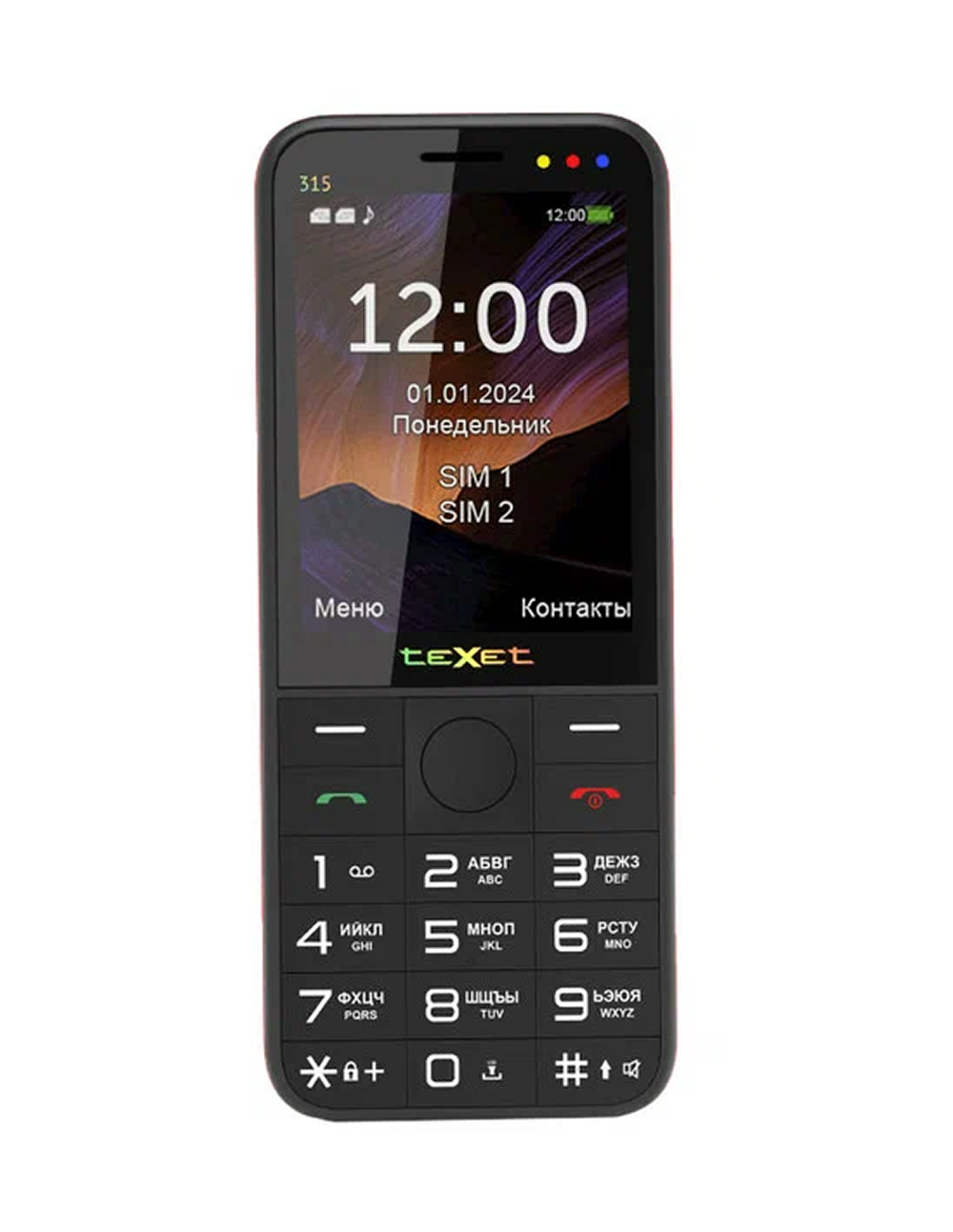 Мобильный телефон Texet TM-315 Black/Red черный/красный кнопочный.