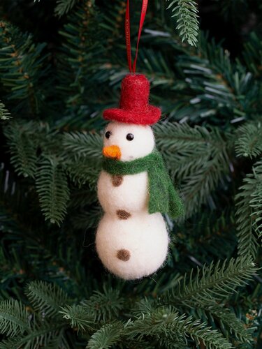 Изображение товара Игрушка елочная, 5x13 см, полиэстер, белая, Снеговик, Figure Christmas Fuzz, Kuchenland