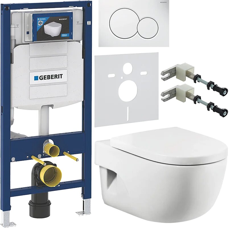 Комплект Унитаз подвесной Roca Meridian 346247000 / Крышка 8012A200B / Инсталляция Geberit Duofix UP 320 111.300.00.5 Кнопка Sigma белая Крепления к стене Шумоизоляция