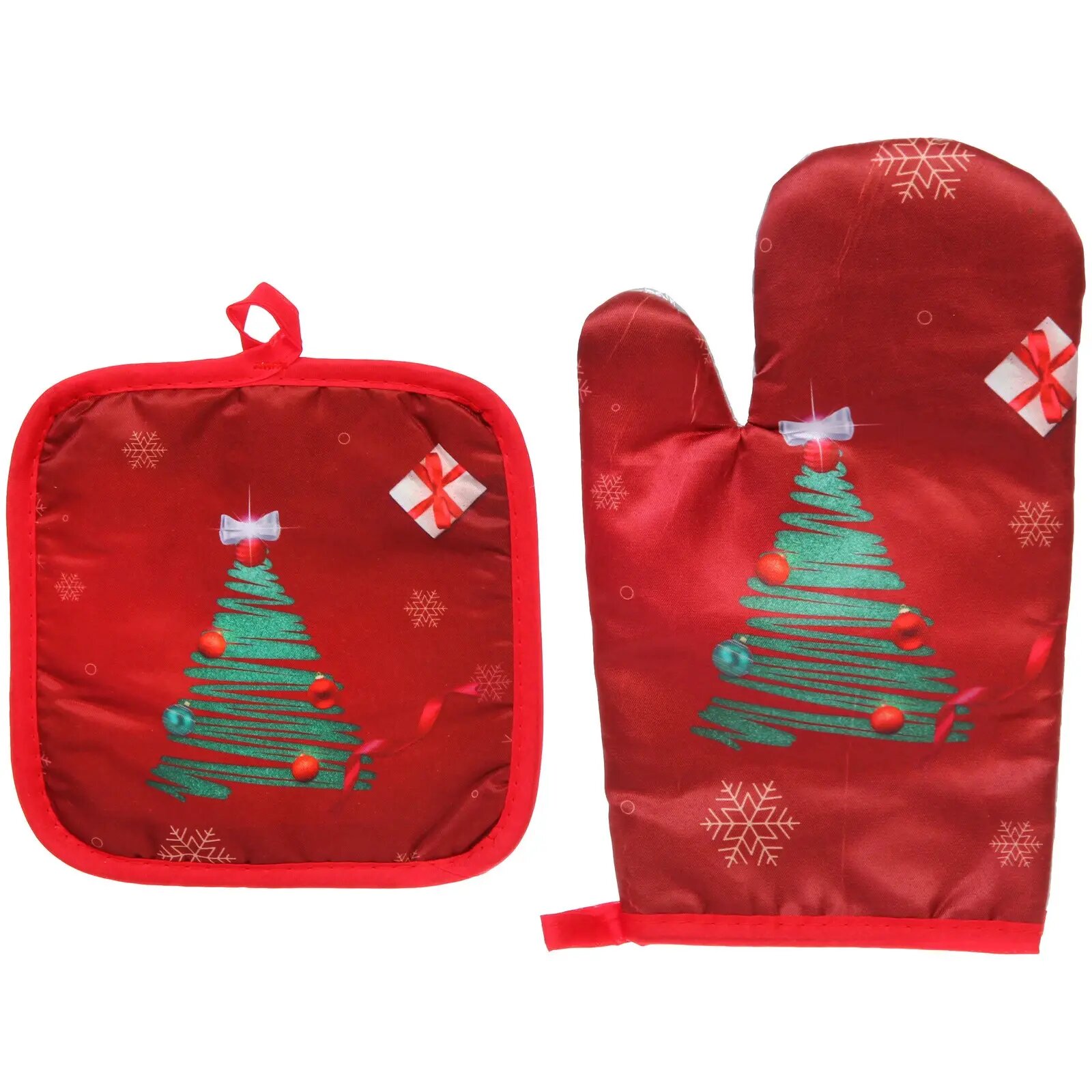 Прихватка с рукавицей «Праздничная ёлка» 255х16 см 17х17 см уютный дизайн