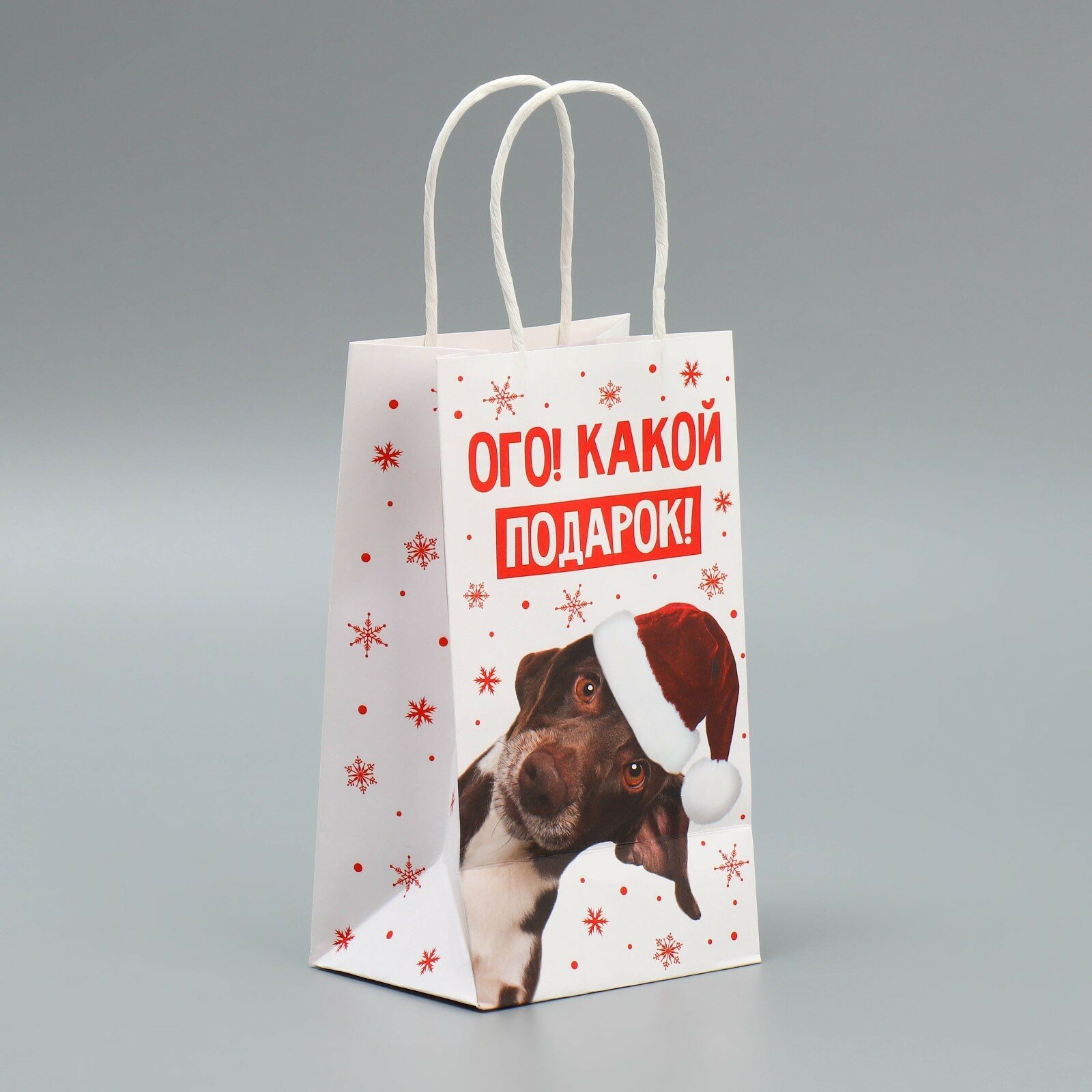 Пакет подарочный, новогодний, крафтовый, С Новым годом, 12 * 21 * 9 см