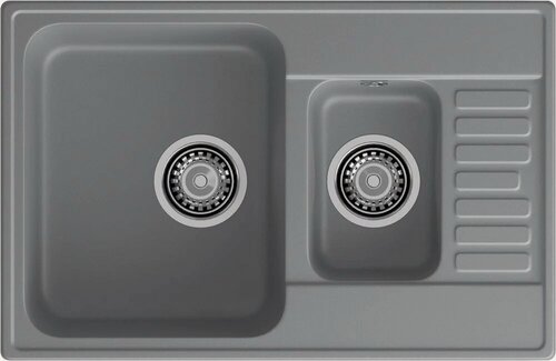 Изображение товара Мойка кухонная GranFest Quarz 21К прямоугольная, 74x48, с крылом, кварцевая, серая, матовая