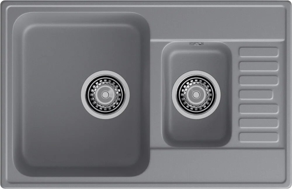 Мойка кухонная GranFest Quarz 21К прямоугольная 74x48 с крылом кварцевая серая матовая