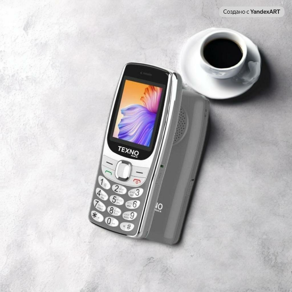 Texno Max 020 кнопочный телефон, две SIM, радио, фонарик, серый