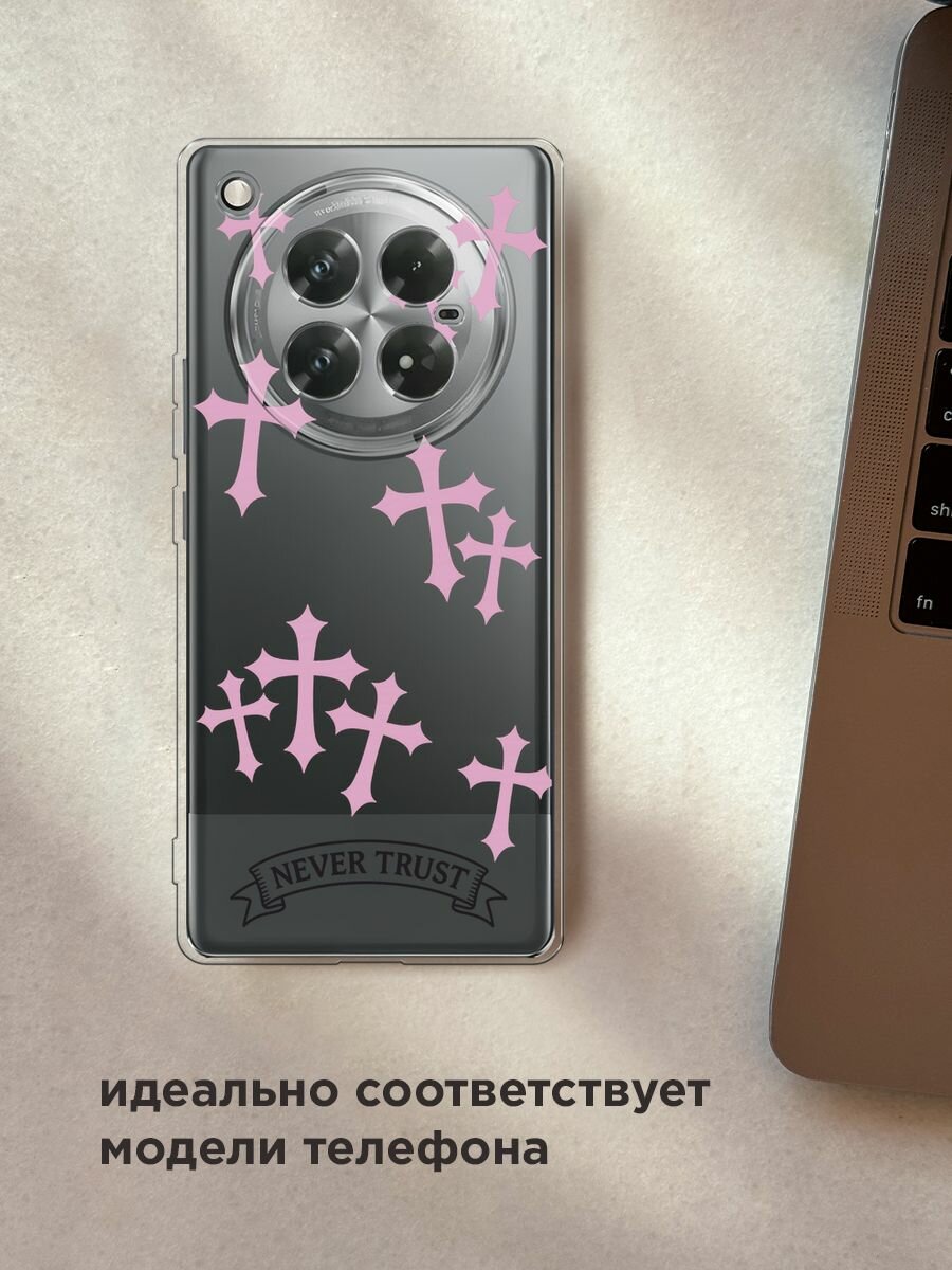 Чехол на Infinix Zero 40 5G / Инфиникс Зеро 40 5G с принтом "Розовые кресты", прозрачный — фото 1