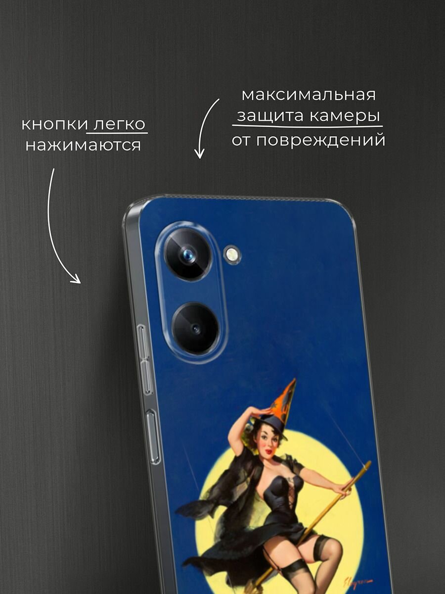 Чехол на Realme 10 Pro / Реалми 10 Про с принтом "Pin-Up Witch" — фото 1