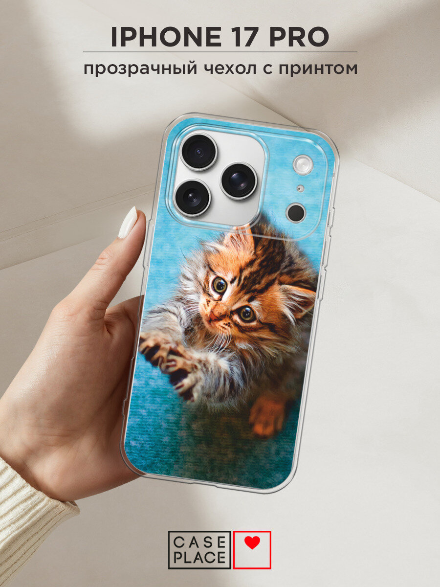 Чехол на Apple iPhone 17 Pro / Айфон 17 Про с принтом Котенок просит есть