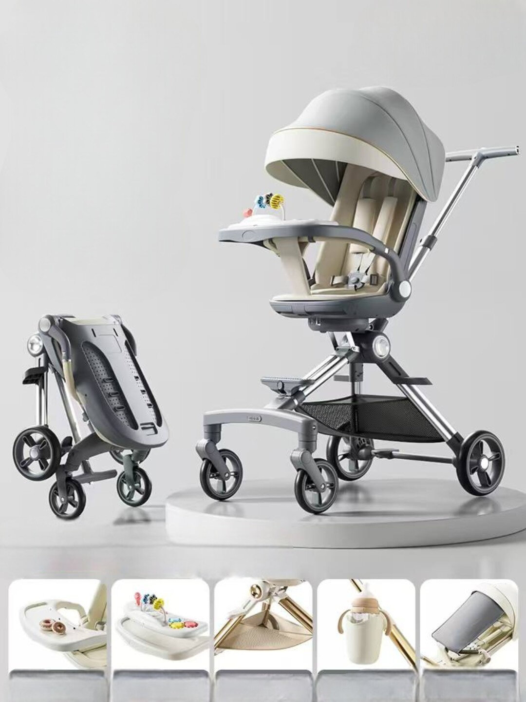 Дрон-коляска для детей от 0 до 2 лет, лёгкая складная модель с регулируемой ручкой и мягкими гелевыми колёсами