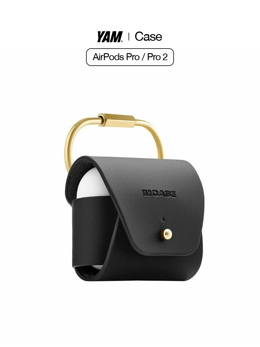Чехол для наушников AirPods Pro, Pro 2 из экокожи с карабином