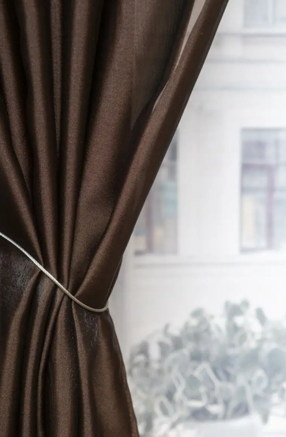 Тюль на шторной ленте микровуаль шоколад выс.250см шир.200см. Для кухни спальни гостиной детской кабинета балкона.