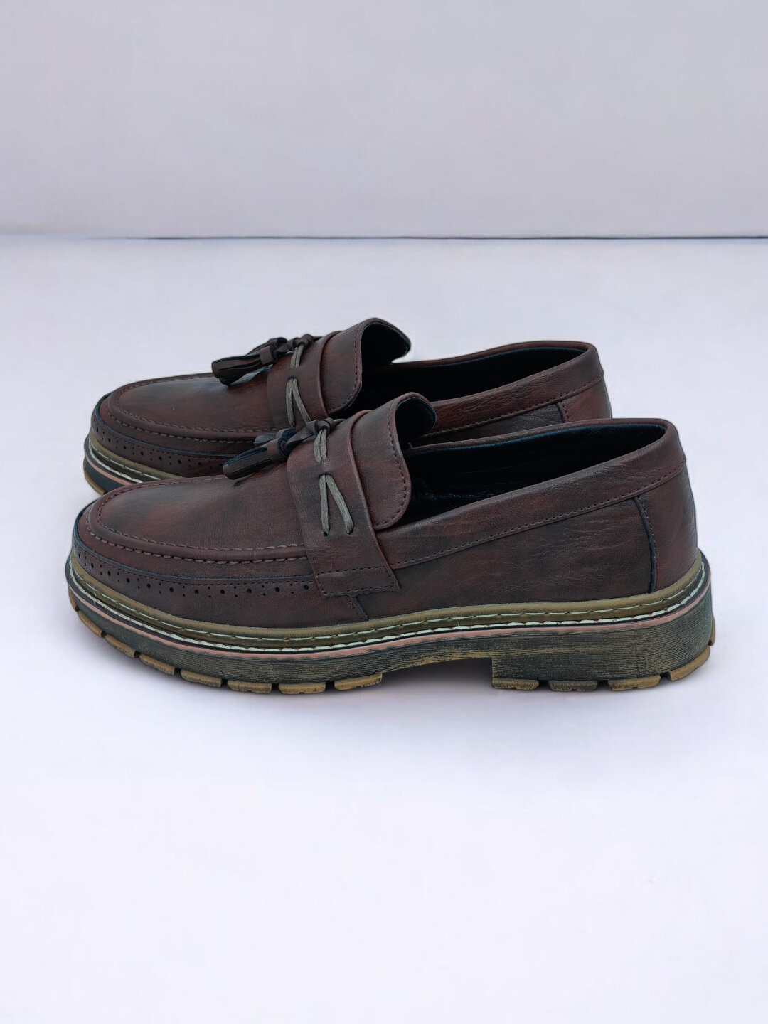 Лоферы  Туфли мужские Solid Step, из экокожи, водонепроницаемые, размер 38 39 40 41 42 43, коричневый — фото 1