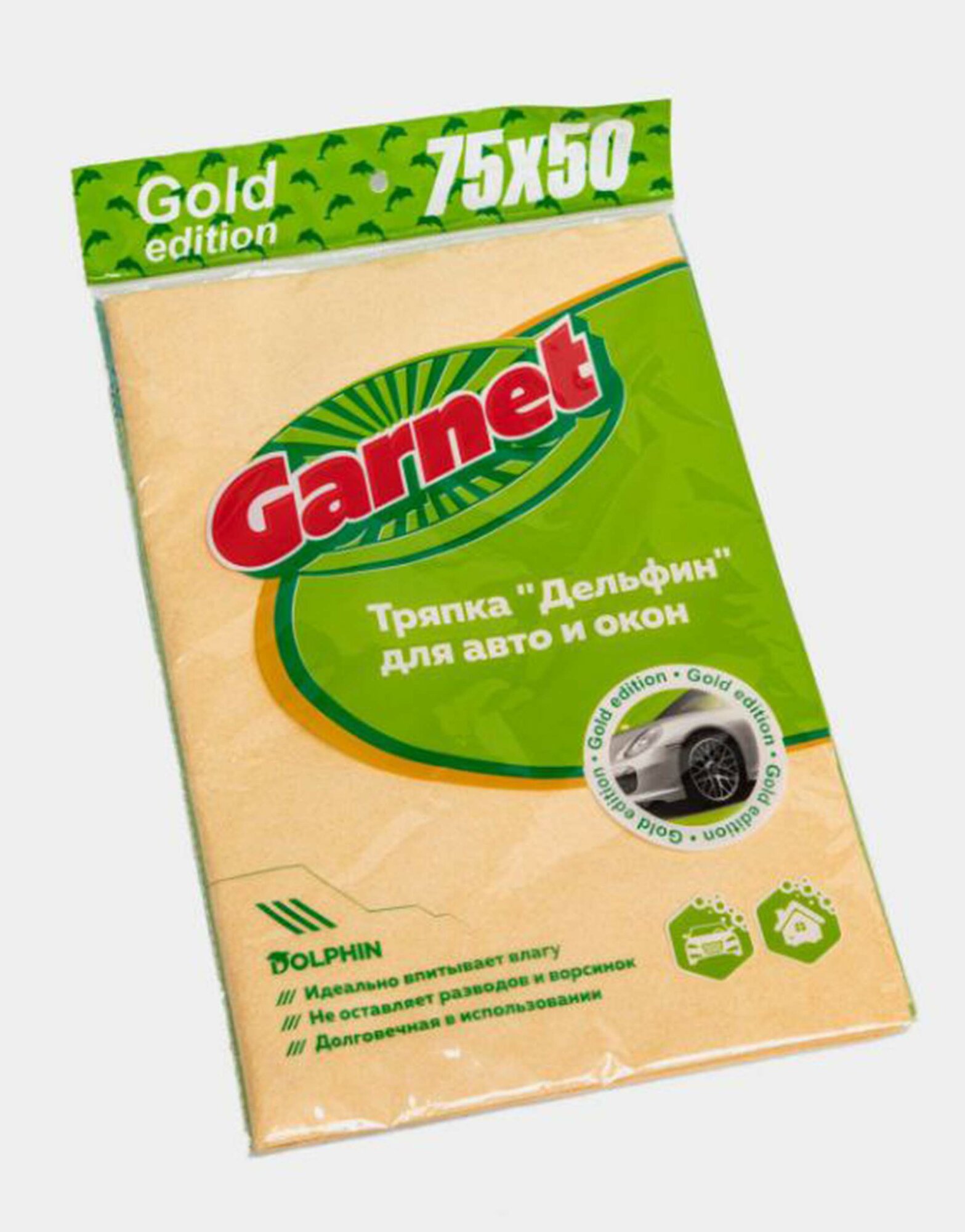 Тряпка "Делфин" Garnet, для авто и окон, впитывает влагу, 75х50 см