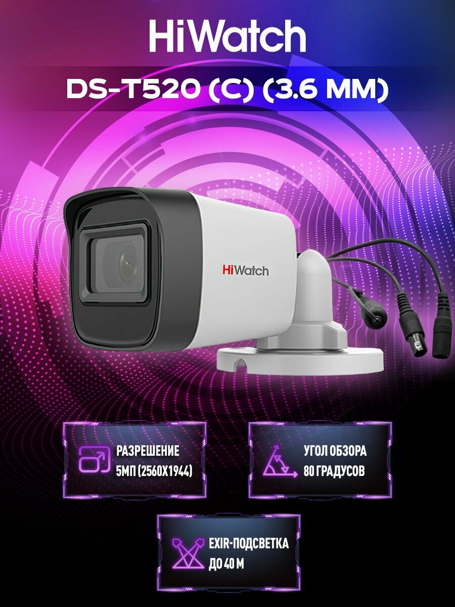 HiWatch DS-T520 (С) (3.6 mm) Мультиформатная камера
