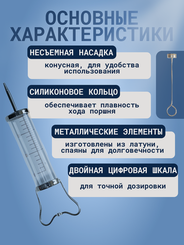Изображение товара Шприц Жане Ш-712 150 мл стеклянный многоразовый с несъемной насадкой, с силиконовым кольцом на поршне