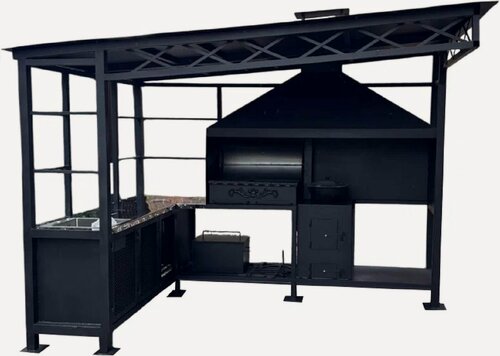 Изображение товара Мангальный комплекс "Крепость" с зонтом, с полками, печью и жаровней