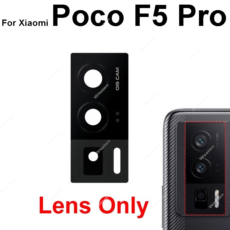 Стеклянная рамка для задней камеры стеклянная рамка для Xiaomi Poco F5 F5 Pro стеклянная рамка для задней основной камеры запасные части для мобильного телефона F5 Pro-Lens Only